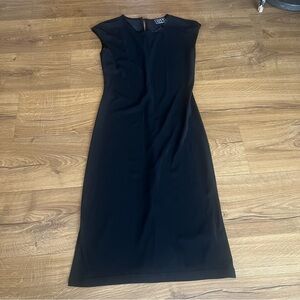 City Triangles Black Cap-Sleeve Midi Sheath Dress